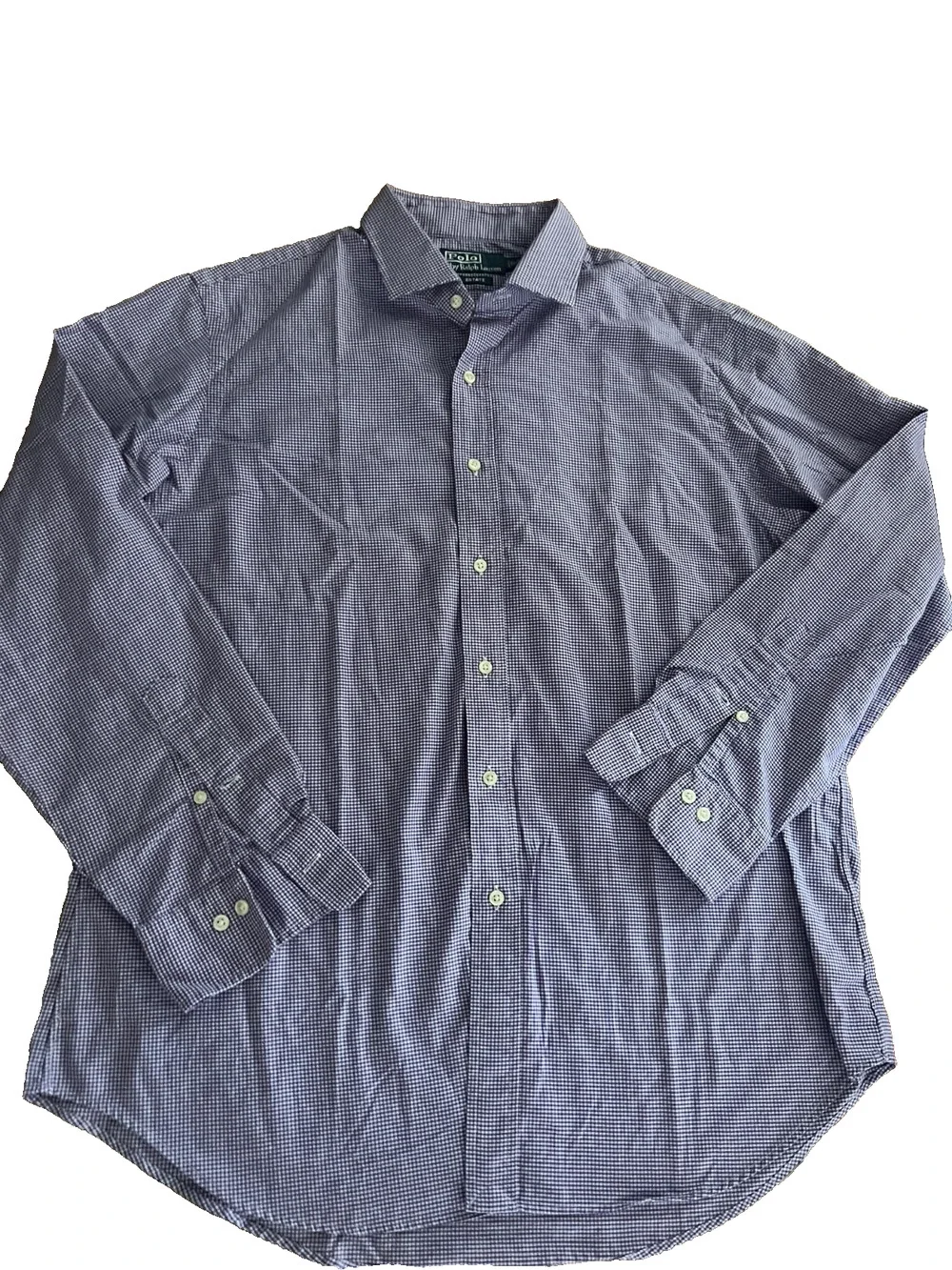 Ralph Lauren Long Sleeve Shirt Men’s Size 17 34/35 Purple Gingham Button Down
